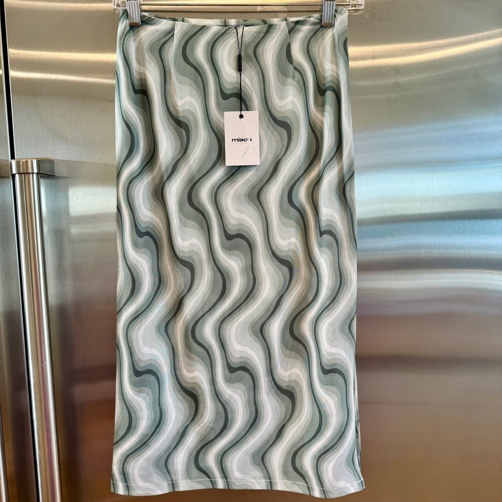 NWT Miaou Moni Skirt in Swerve Teal Sea foam Green , double lined midi skirt